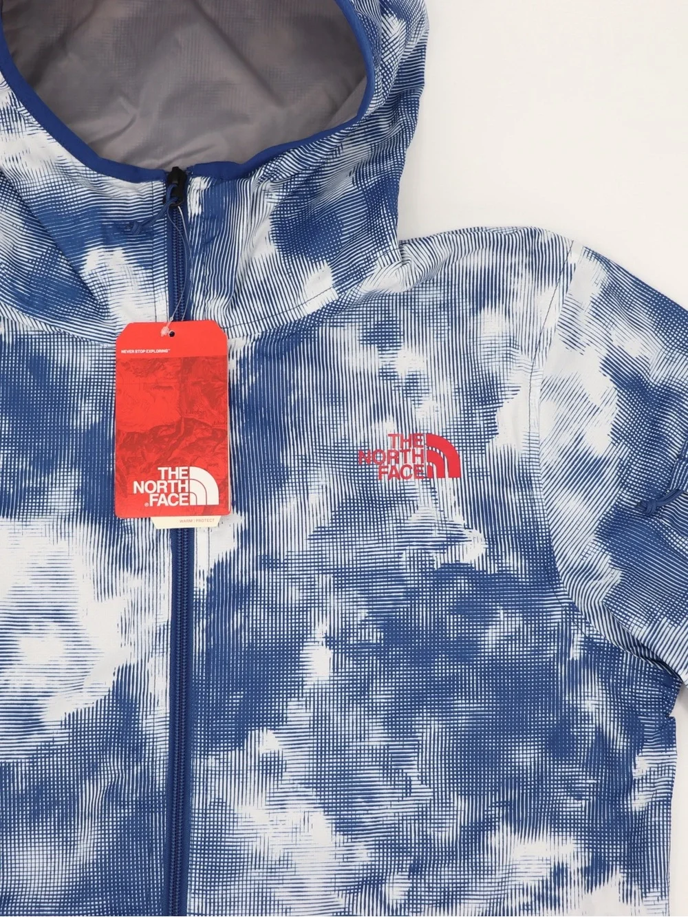 Brand New The North Face Small Men’s Chicago Wind Hooded Jacket Blue Grey